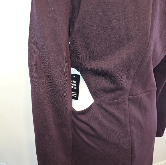 NWT Express Long-Sleeved Ruched Asymmetrical Hem Midi Dress Women's Size Medium - Picture 5 of 13